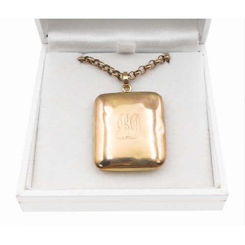 12 - A 10kt stamped yellow gold locket and a 9ct stamped yellow gold chain - total weight combined 13.87g... 