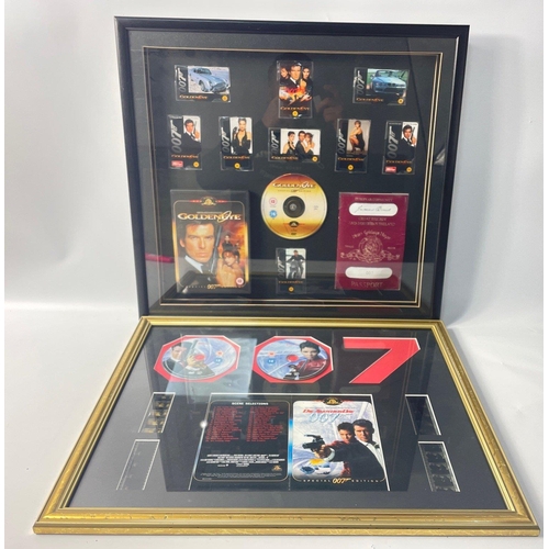 145 - JAMES BOND - two collages of Pierce Brosnan era memorabilia to include four Die Another Day film cel... 