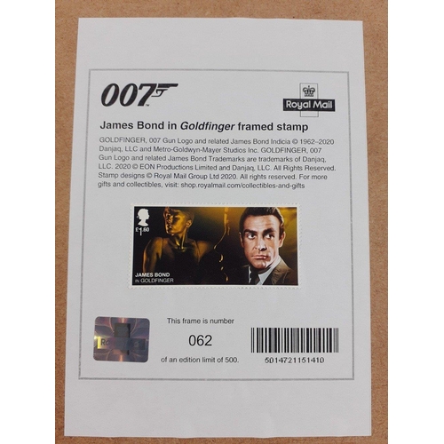 146 - JAMES BOND - Royal Mail limited edition 007 framed stamps to include Sean Connery (62/500) and Roger... 