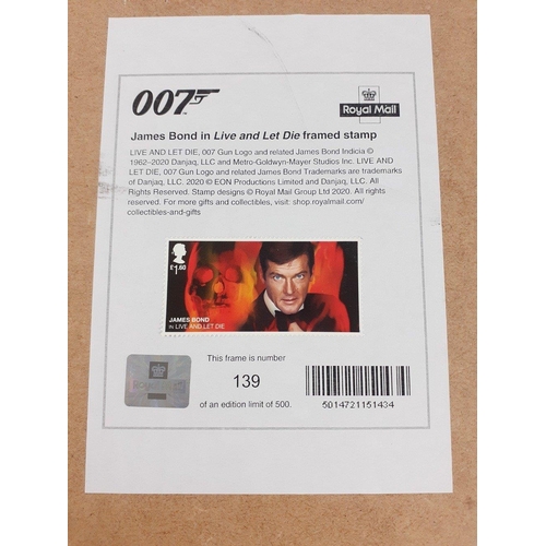 146 - JAMES BOND - Royal Mail limited edition 007 framed stamps to include Sean Connery (62/500) and Roger... 