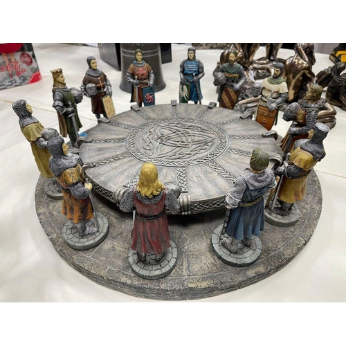 226 - IMPRESSIVE! KING ARTHUR and HIS KNIGHTS OF THE ROUND TABLE by SCULPTURE UK - all handmade models and... 