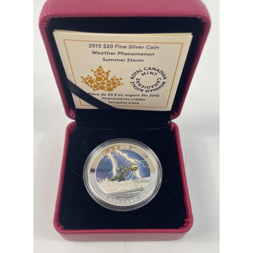 26 - A Brexit silver 1oz commemorative coin, a 2013 $20 fine silver autumn bliss, 2015 $20 fine silver su... 