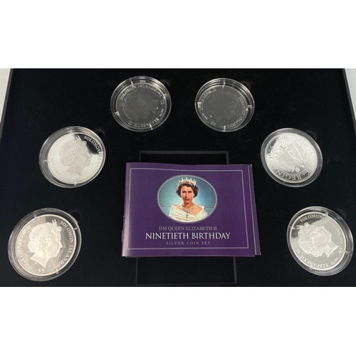 27 - A Queen Elizabeth ninetieth birthday silver proof six coin collection - all within its original larg... 