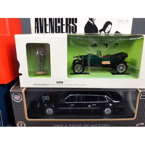 282 - Small diecast collection to include: Luxury 1:43 Presidential Limousine 2009, Corgi 00101 AVENGERS J... 