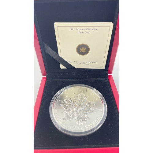 29 - Royal Canadian Mint $50 fine silver hologram coins lustrous maple leaves both encased 2013 and 2015 ... 