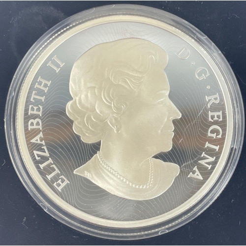 29 - Royal Canadian Mint $50 fine silver hologram coins lustrous maple leaves both encased 2013 and 2015 ... 