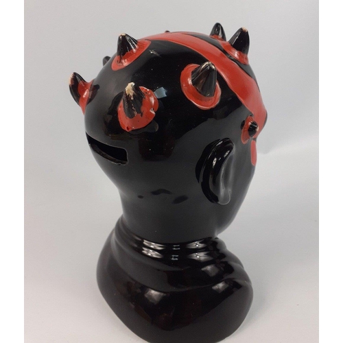 322 - STAR WARS DARTH MAUL life-like ceramic savings bank with removable plastic insert via the base to 'g... 