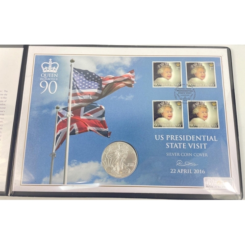 35 - A US Presidential state visit silver 2016 coin cover within its original presentation folder and cer... 