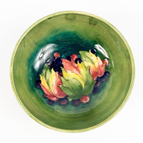 383 - MOORCROFT Leaves and Berries Green bowl 16cm in diameter and just over 7cm tall. William Moorcroft s... 