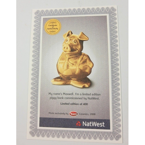 389 - From a limited edition of 400, MAXWELL THE GOLDEN PIGGY BANK, commissioned by NatWest bank in 2008, ... 