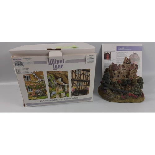 407 - LILLIPUT LANE - rare limited edition number 155 of 750, illuminated CRAGSIDE Scottish cottage, boxed... 