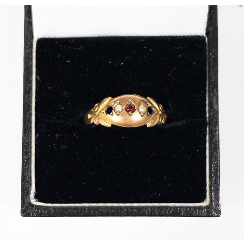 6 - A Yellow metal and white stone ring size K, gross weight 2.30g approx, a 375 stamped dress ring with... 