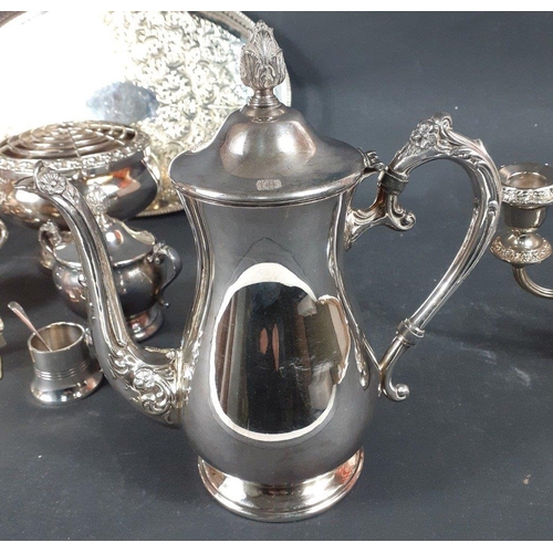 61 - A collection of white metalware to include a matching service of coffee pot (25cm high),  teapot (23... 