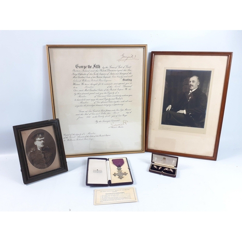 68 - A boxed MBE with presentation certificate signed by TWO KINGS George V and his son the future Edward... 