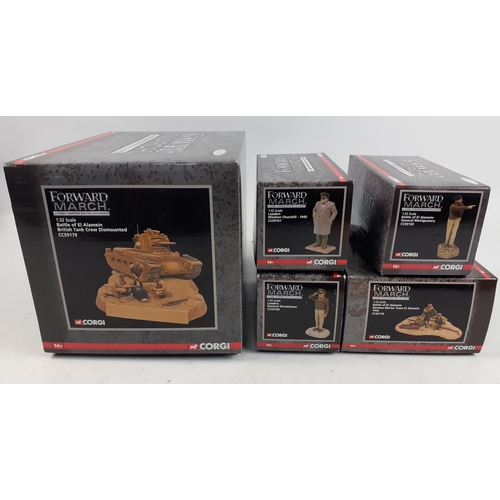 72 - CORGI FORWARD MARCH hand-painted metal figures to include 1:32 scale Battle of El Alamein British Ta... 