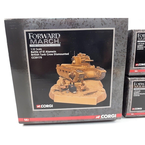 72 - CORGI FORWARD MARCH hand-painted metal figures to include 1:32 scale Battle of El Alamein British Ta... 