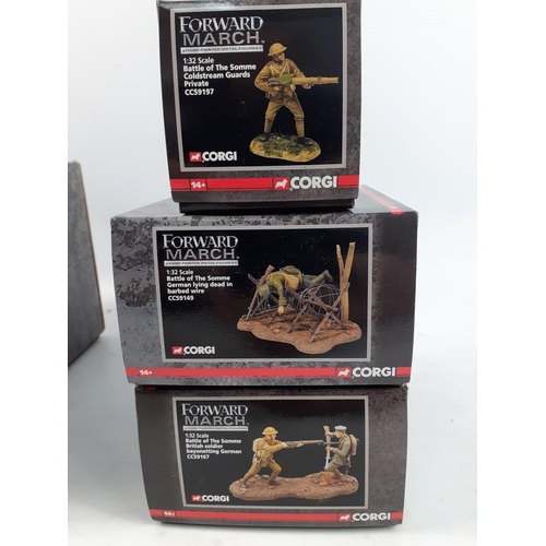 75 - CORGI FORWARD MARCH hand-painted metal figures to include 1:32 scale Battle of the Somme trench scen... 