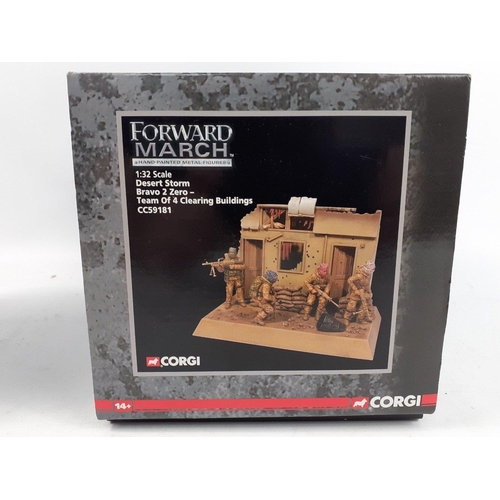 76 - CORGI FORWARD MARCH hand-painted metal figures to include 1:32 scale Desert Storm Bravo 20 team of f... 