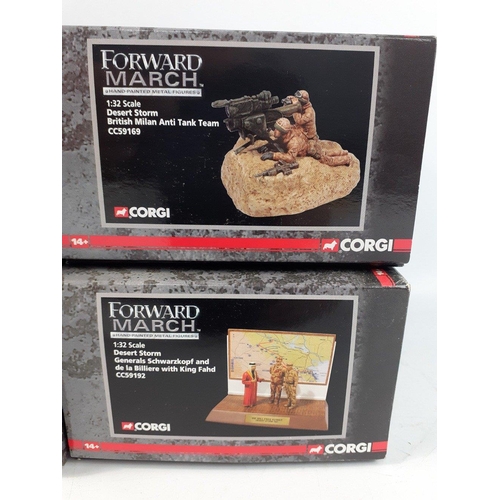 77 - CORGI FORWARD MARCH hand-painted metal figures to include 1:32 scale Desert Storm generals Schwarzko... 