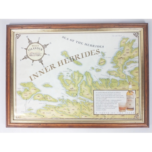 657 - BELLS ISLANDER INNER HEBRIDES 'A Taste Of The Isles Map' framed 46cm x 34cm#183