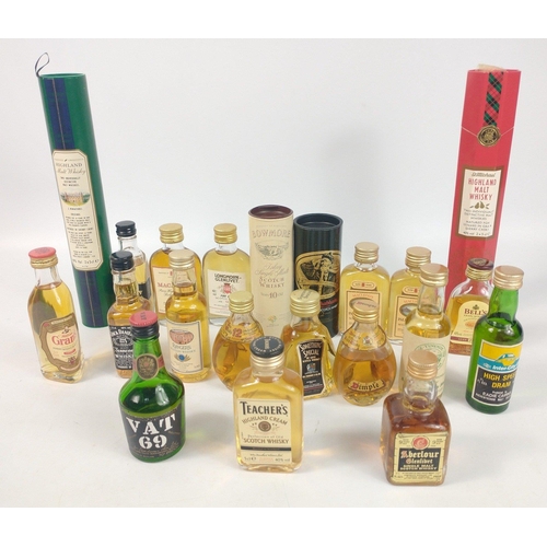 667 - A collection of Scottish whisky miniatures to include malts - a bottle of BOWMORE 10 year old single... 