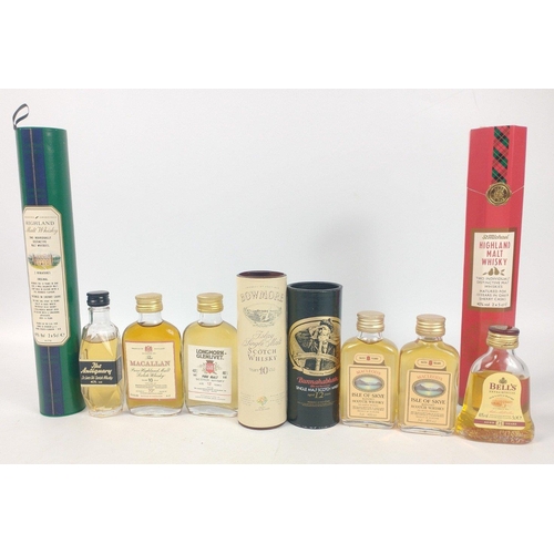 667 - A collection of Scottish whisky miniatures to include malts - a bottle of BOWMORE 10 year old single... 