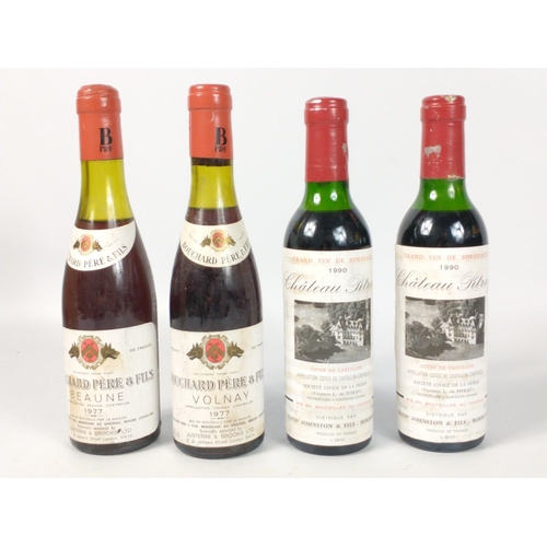 684 - Two 36.5cl bottles of vintage 1977 BOUCHARD PERE & FILS BEAUNE red wine, some staining to the la... 