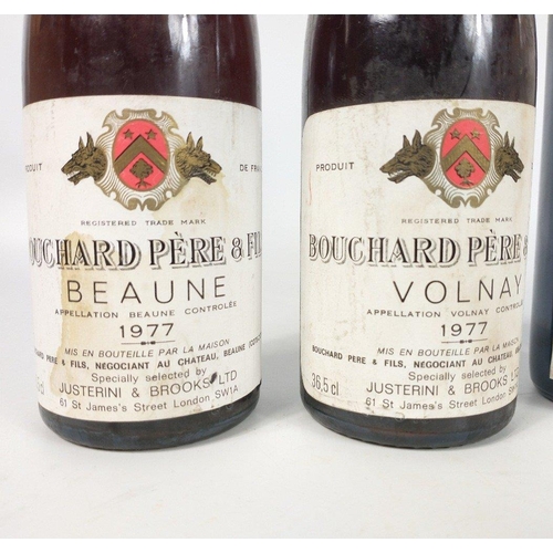 684 - Two 36.5cl bottles of vintage 1977 BOUCHARD PERE & FILS BEAUNE red wine, some staining to the la... 