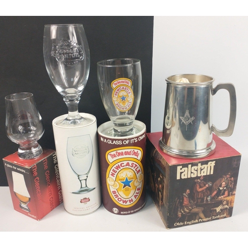 724 - A mixed lot to include COLLECTORS BEER GLASSES and a SPIRIT GLASS all in original packing to include... 