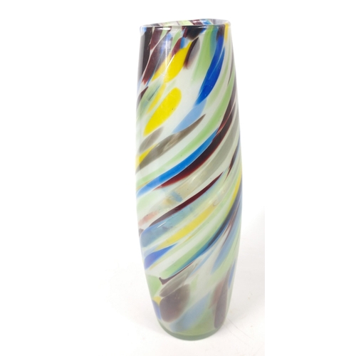 102 - A striking large multi-coloured glass vase, stands 40cm high#113