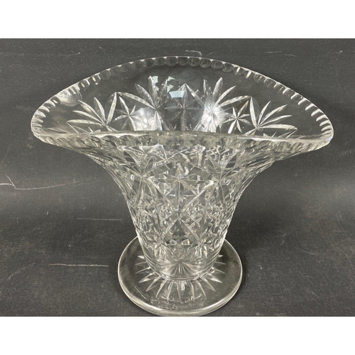 105 - A super-large CRYSTAL vase standing 24cm tall, dia 29cm, there is a chip to the rim which is not imm... 