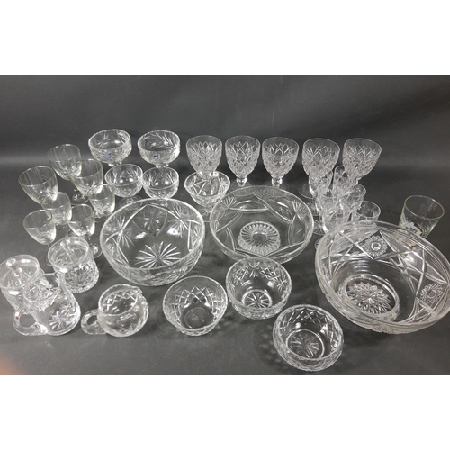 107 - A box of mixed crystal and glassware to include three EDINBURGH crystal bowls (1 with slight chip to... 