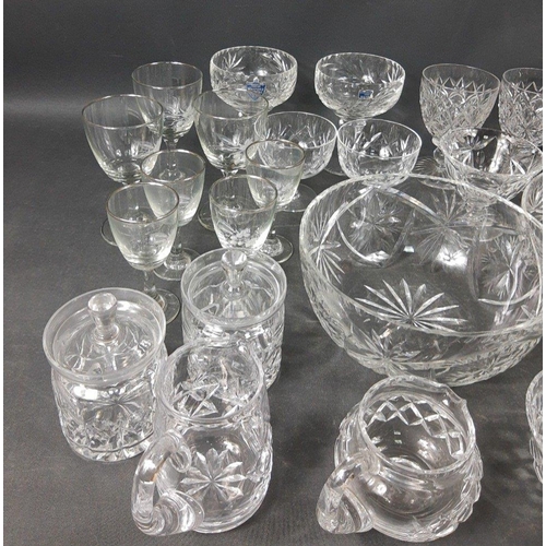 107 - A box of mixed crystal and glassware to include three EDINBURGH crystal bowls (1 with slight chip to... 