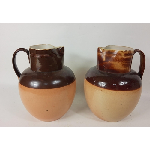 110 - Two large DOULTON LAMBETH stoneware harvest jugs standing approx 27cm high, one has chip in rim, the... 