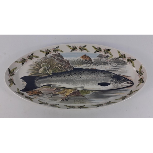 127 - Large and impressive PORTMEIRION  oval SALMON serving dish with image from the Compleat Angler of Br... 