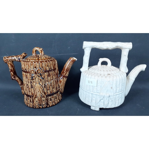 132 - Two Vintage teapots , treacle glazed BELFIELD of PRESTONPANS with repair to spout and a SCOTTISH POT... 