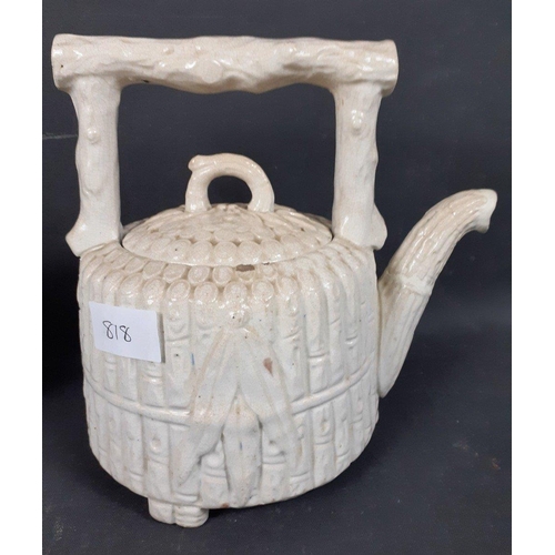 132 - Two Vintage teapots , treacle glazed BELFIELD of PRESTONPANS with repair to spout and a SCOTTISH POT... 