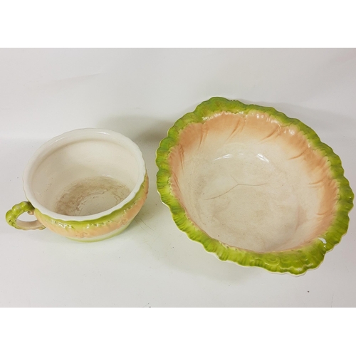 134 - A large ceramic basin 46cm long and matching chamber pot 23cm dia, both items have hairline cracks t... 