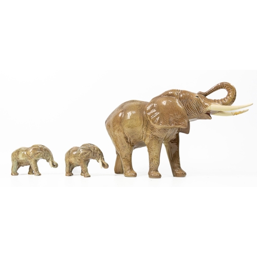 136 - A family of three SYLVAC elephants, the tallest being approx 23cm (1 trunk damage repaired)#147