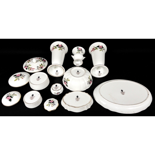 150 - A collection of WEDGWOOD Hathaway Rose pattern Fine Bone China to include pill boxes, oval trays and... 