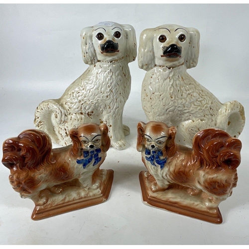 173 - A pair of Victorian STAFFORDSHIRE mantelpiece Pekingese Wally Dugs each 20x20cm approx, and a pair o... 