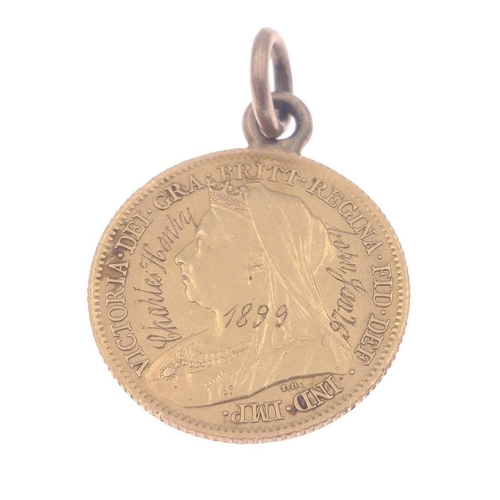 18 - An 1899 Gold Half Sovereign with soldered link to be worn with a chain - gross weight 4.32g#18