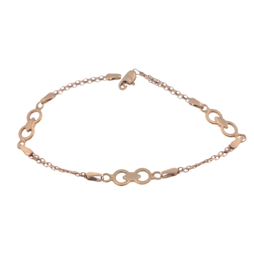 18J - 750 stamped yellow gold bracelet(the catch may require repair) 18cm length approx and weight 4.88g a... 