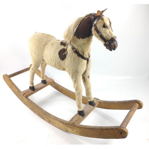 219 - Quite lovely well proportioned late Victorian real hide Rocking Horse.  A real little cutie but is i... 