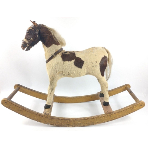 219 - Quite lovely well proportioned late Victorian real hide Rocking Horse.  A real little cutie but is i... 