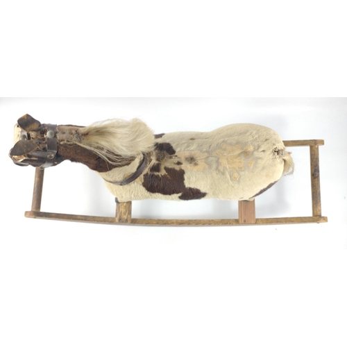 219 - Quite lovely well proportioned late Victorian real hide Rocking Horse.  A real little cutie but is i... 