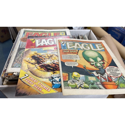 228 - A box FULL OF Vintage EAGLE COMICS dating from the 1980s.  Many are combined Eagle & Tiger editi... 