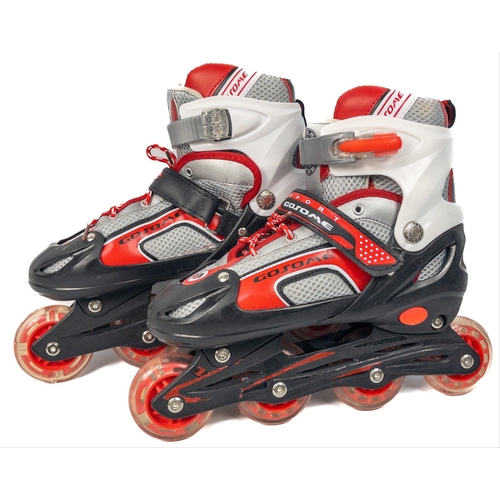 246 - A pair of GOSOME adjustable inline skates size 38-41 in silver and red#256