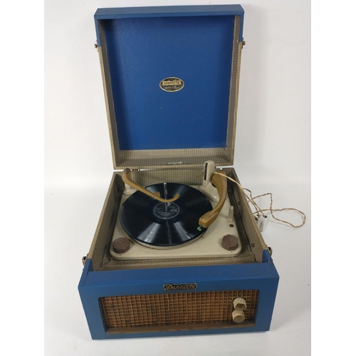 255 - A vintage DANSETTE Major de Luxe record player, with 4 speed turntable -16, 33, 45, 78 and added bon... 