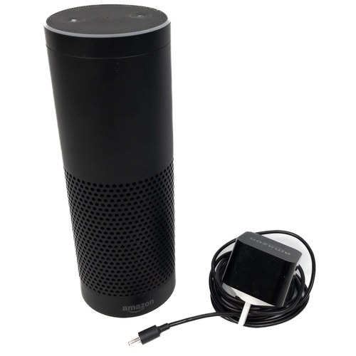 258 - A first generation AMAZON ALEXA in black, stands approx 23cm tall#268